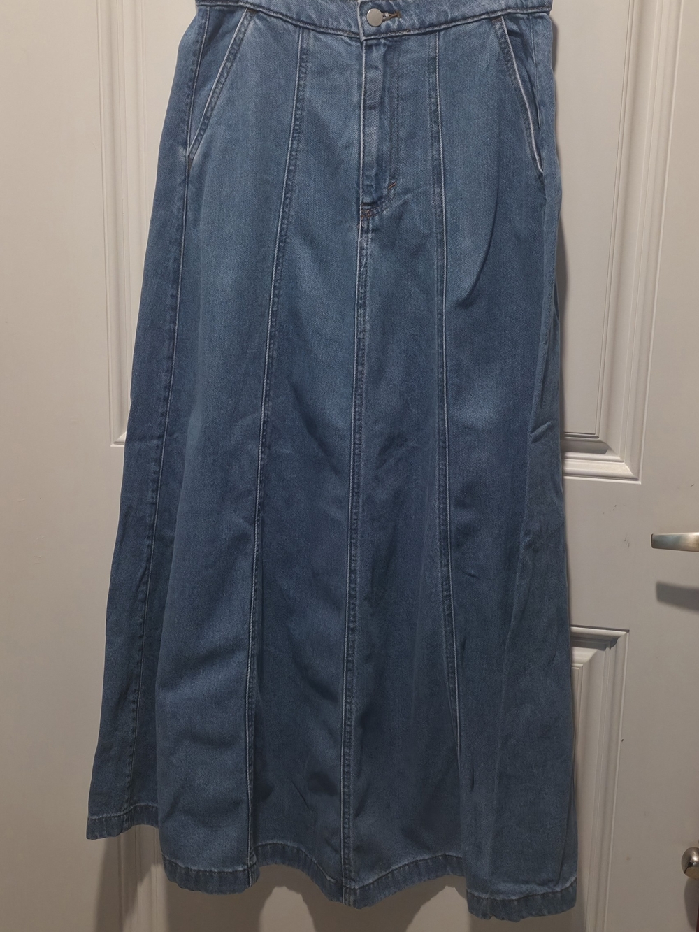 NWOT Universal Thread Light Blue Denim Maxi Skirt with Button Front - Picture 2 of 5